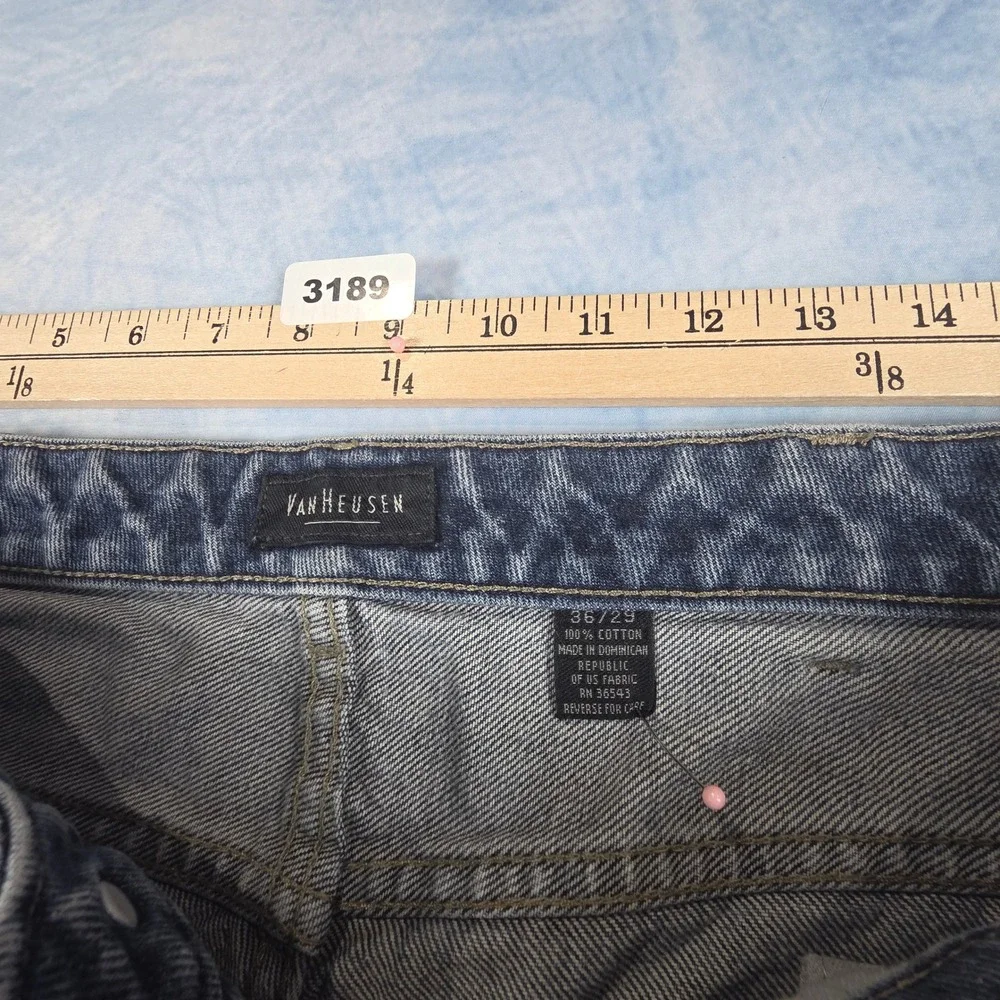 Van Heusen Mens Straight Leg Jeans 36x29 Blue Medium Wash 100% Cotton Denim